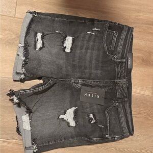Distressed Black Denim Women’s Shorts Risen Brand